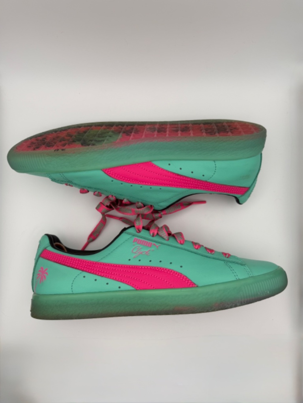 Puma Clyde 1973 South Beach Miami 36854201 Teal & Hot Pink Sneakers 80s Retro - Picture 5 of 10